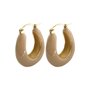 CHEZ LOOPS滴胶珐琅耳环 戚薇同款环形耳钉小众高级感甜美耳饰女