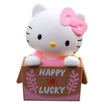 hellokitty猫汽车太阳能摇头摆件