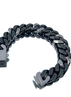 男款钛钢珐琅刻字手链