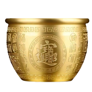 纯黄铜米缸百福缸招财聚财摆件大号存钱罐客厅办公室店铺装饰摆件