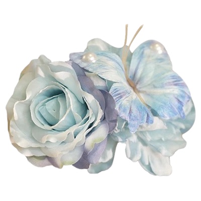 蝶恋花~蓝色盘发鸭嘴夹发夹抓夹~