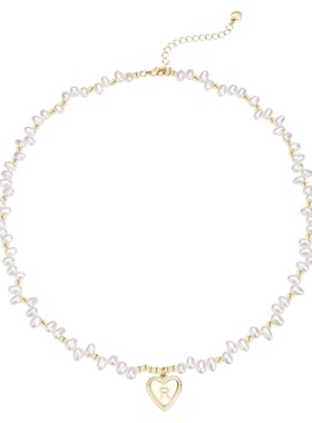 瑟拉蒙巴洛克天然淡水珍珠项链女爱心字母吊坠小众精致轻奢锁骨链