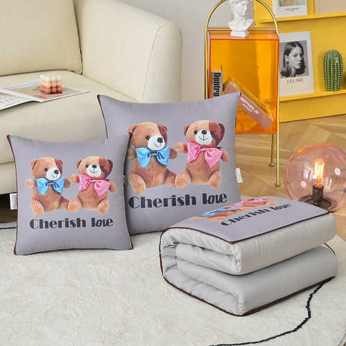 抱枕被子两用情侣多功能办公室午睡折叠被子沙发靠枕车载靠背卡通