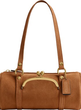 COACH/蔻驰女士复古吻锁28号BARREL手袋口金包圆筒包通勤