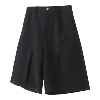 立体打褶A字七分西装短裤