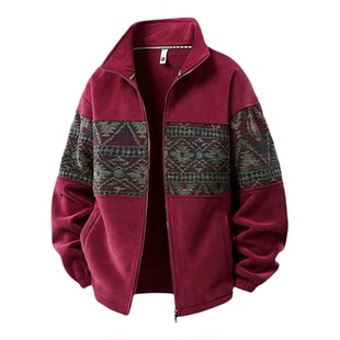 罗宾汉/ROBINHOOD名族风立领男士秋冬外套大码开衫高级感抓绒衣