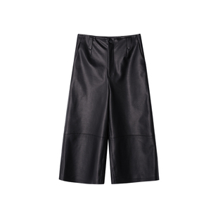 XUZI YU.小个子定制冬加绒高腰皮裤女宽松直筒八分裤7776-K88A516