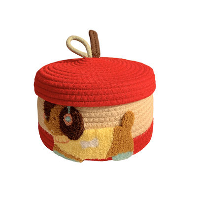 可爱苹果小狗棉绳编织收纳筐