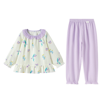 全棉时代儿童空气褶皱花家居服