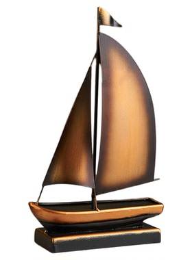 复古风铁艺一帆风顺帆船摆件客厅电视柜酒柜玄关办公室桌面装饰品