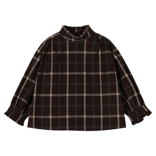 允儿妈女童冬季韩系小众格子娃娃衫背心套装宝宝洋气上衣儿童罩衫