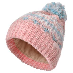 卡蒙儿童帽子冬男女孩防寒保暖羊毛提花毛线帽可爱毛球护耳针织帽