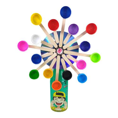 太阳能多彩瓶盖摩天轮手工拼装模型学生创意手工废物利用小制作