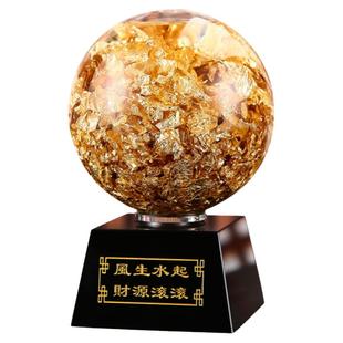 水晶金箔大福袋元宝摆件招财聚财家居办公财位摆放中式风生水起