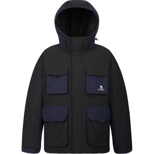 骆驼男装工装羽绒服男秋冬款连帽短款防风防水加厚保暖防寒外套男