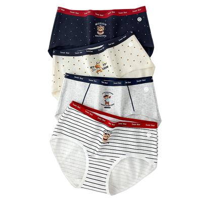 有内女士内裤纯棉抗菌裆2026新款无痕少女生可爱小熊印花三角内裤