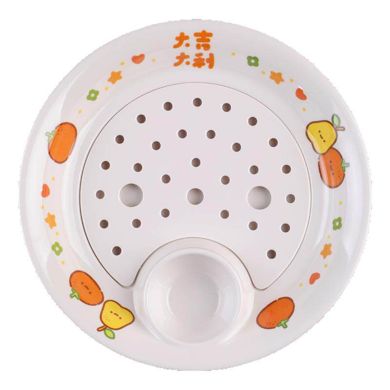 双层沥水饺子盘子带醋碟新款吃水饺专用盘家用餐具分格盘小吃盘
