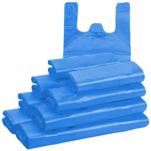 蓝色塑料袋超市专用袋外卖打包方便袋手提购物袋透明包装袋子批发