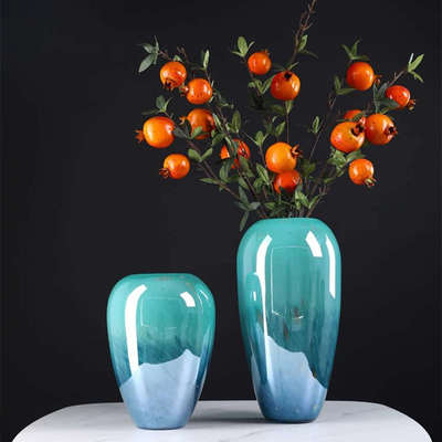 客厅高级感落地大花瓶摆件玻璃现代轻奢新中式琉璃大号鲜花插花