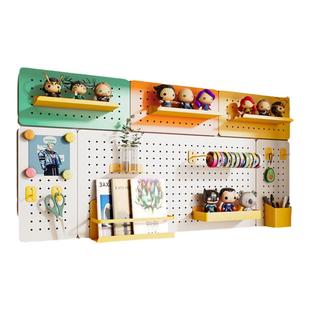 桌面洞洞板墙上置物架免打孔金属儿童书桌上书架定制隔板磁吸配件