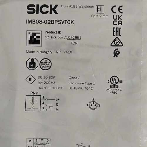 议价西克IMB08-02BPSVT0K接近开关，货号107269