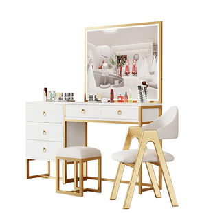 梳妆台现代简约卧室小型化妆桌影楼婚纱店化妆师带镜子一体化妆台