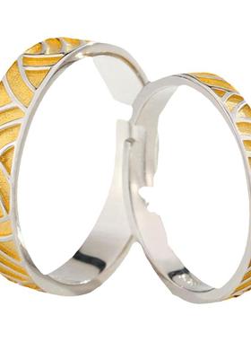 情侣戒指活口日韩原创设计感刻字