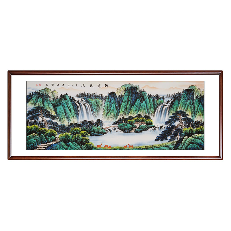 山水画客厅挂画手绘真迹聚宝盆画