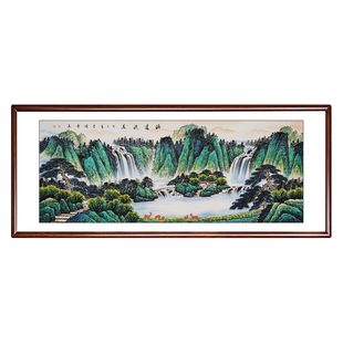 山水画客厅挂画手绘真迹聚宝盆西墙东墙办公室靠山图江南画院国画
