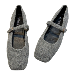 毛呢毛毛鞋女冬外穿一字扣玛丽珍单鞋平底软底浅口仙女晚晚风方头