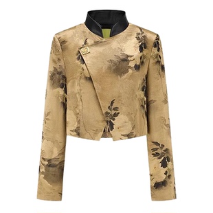 赵露思同款新中式国风西装外套女秋冬季新款复古盘扣短款夹克上衣