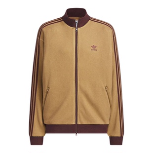 阿迪达斯三叶草男装2025秋新款华夫格立领宽松运动夹克外套KC2620