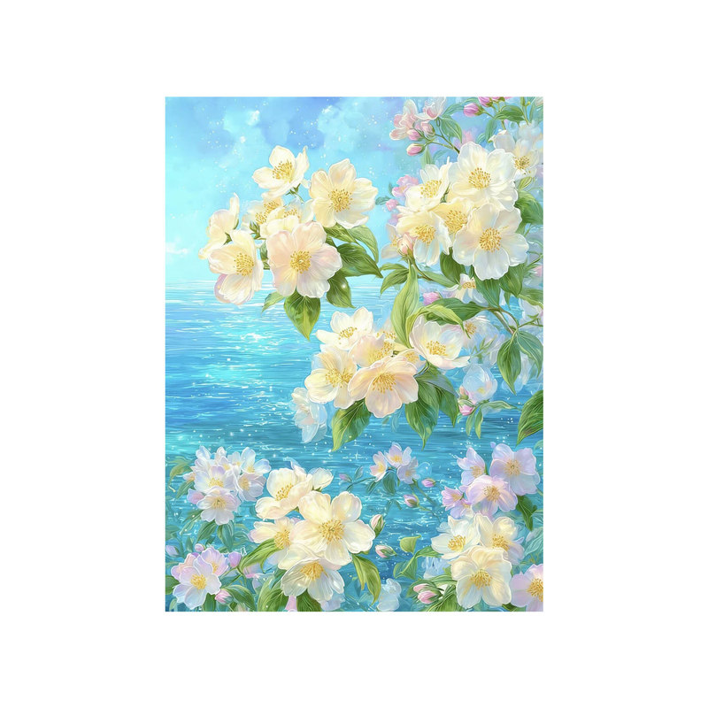 花栖蓝海钻石绣田园风景2026新款花卉清新年轻人手工高难度刺绣
