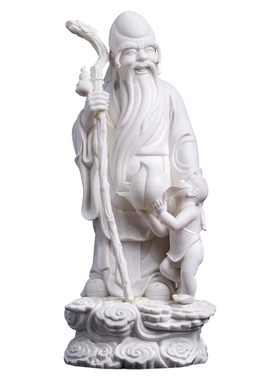 陶瓷童子祝寿大师徐才提寿礼摆件