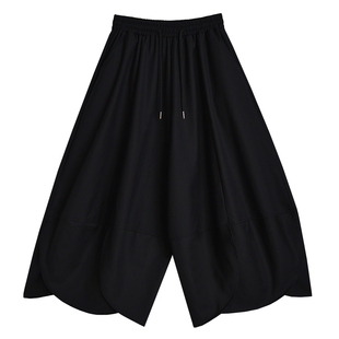 小众设计感黑色阔腿裤裙裤山本风暗黑系女装秋季高腰宽松花苞裤子