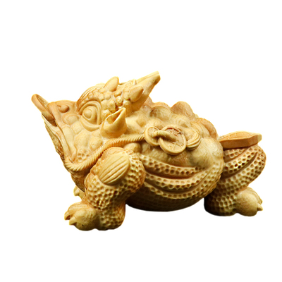 黄杨木雕三足金蟾招财摆件手把件