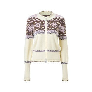 MAXRIENY慵懒复古感拉链外套25冬费尔岛穿搭提花宽松H型长袖上衣