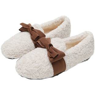 毛毛鞋女冬外穿2026新款厚底羊羔毛豆豆鞋加绒棉鞋大码41到43秋季