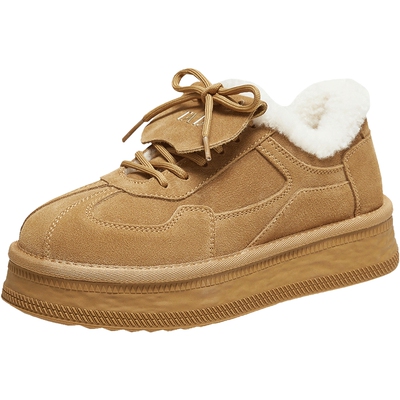 TATA他她雪地靴2025厚底德训鞋保暖棉鞋毛毛加绒棉靴子CWZ01DM5