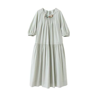 popchrio莱赛尔棉泡泡袖连衣裙