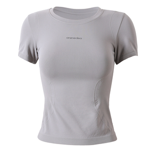 DCW高弹力运动短袖女修身显瘦普拉提瑜伽打底t恤跑步训练健身上衣