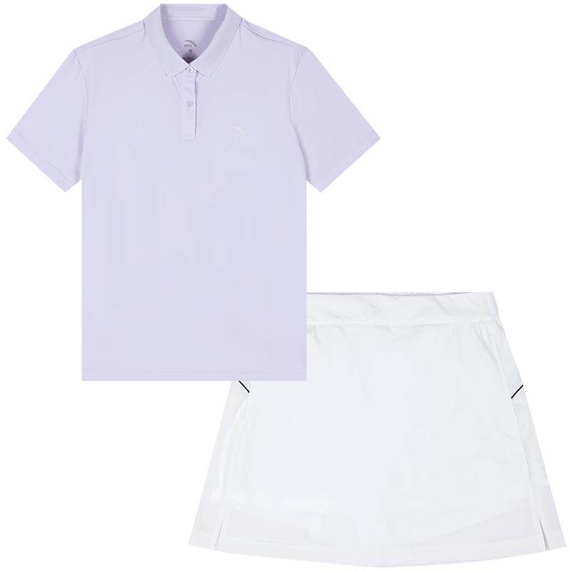 安踏运动套装女夏短袖POLO衫短裙