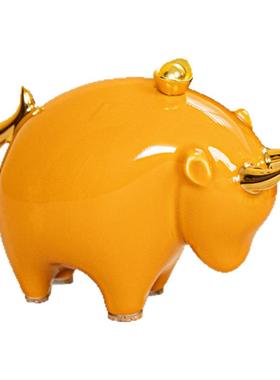 牛气冲天吉祥物陶瓷摆件