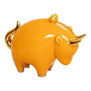 围炉集物牛摆件招财镇宅吉祥物高级感办公室客厅高端可爱陶瓷金牛