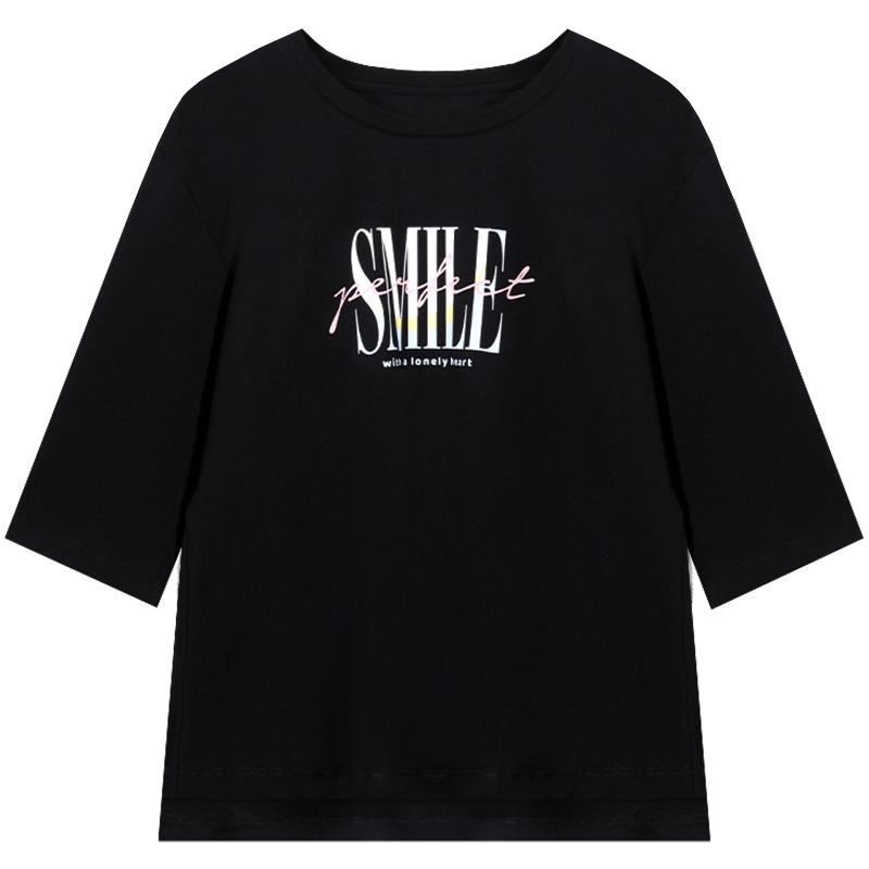 白色七分袖t恤女黑色上衣