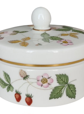 西洋收藏品 英国手工制作陶瓷饰品盒 欧式复古陶瓷首饰盒装饰摆件