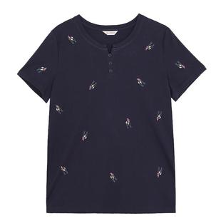 米兰登中老年妈妈装夏季新款圆领时尚绣花T恤女短袖休闲上衣薄款