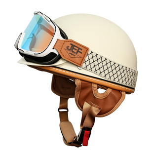 台湾JEF头盔复古半盔摩托机车电动轻便透气瓢3C安全帽四季男女夏