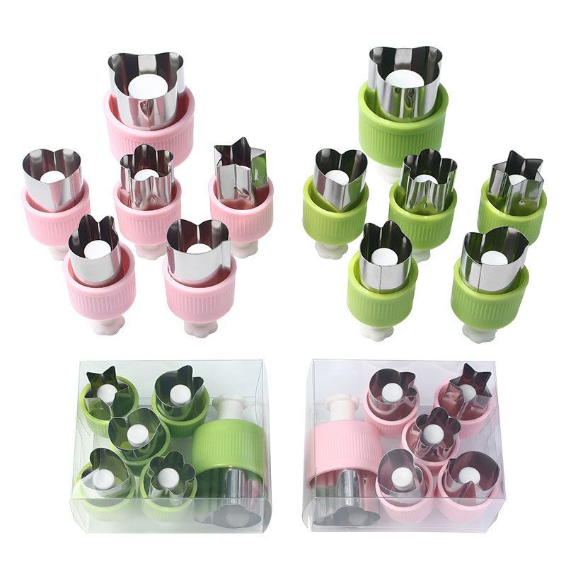 6件套不锈钢按压式切花器辅食蝴蝶面水果蔬菜切花模具厨房小工具