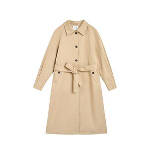 紫涵长款翻领卡其色风衣女秋季新款高智淡人风简约通勤单排扣上衣